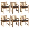 vidaXL Tuinstoelen 6 st met taupe kussens massief teakhout