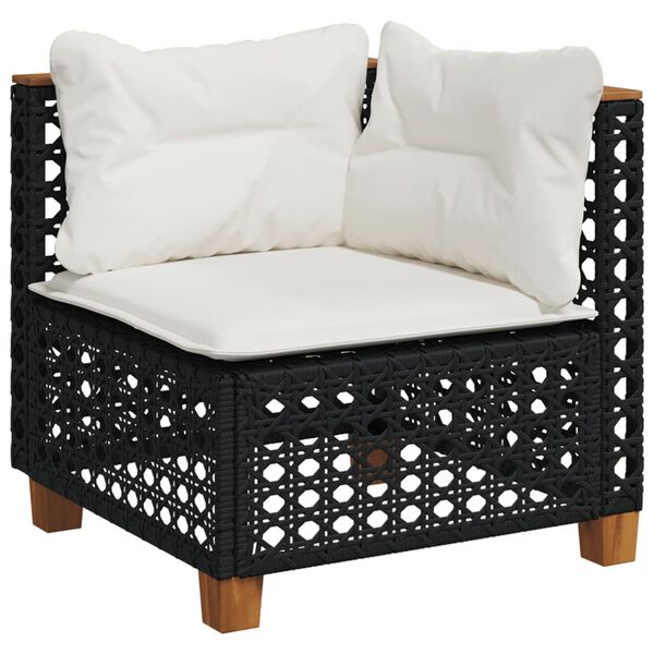 vidaXL 4-delige Loungeset met kussens poly rattan zwart