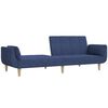 vidaXL Slaapbank 2-zits met hocker en 2 kussens stof blauw