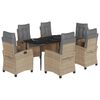vidaXL 7-delige Tuinset met kussens poly rattan gemengd beige