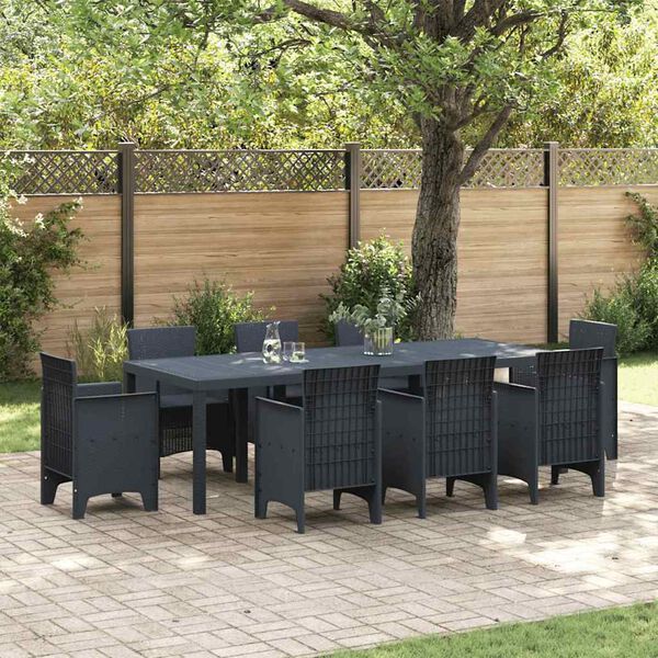 vidaXL Tuin Eettafel Antraciet 250 x 100 x 73 cm poly rattan