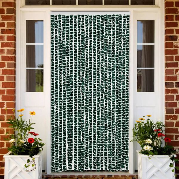 vidaXL Vliegengordijn 90x200 cm chenille groen en wit