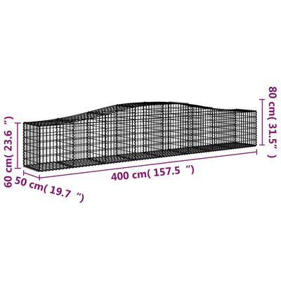 vidaXL Schanskorven 5 st gewelfd 400x50x60/80 cm gegalvaniseerd ijzer