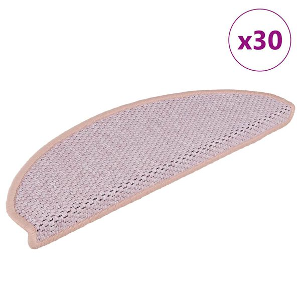 vidaXL Trapmatten zelfklevend Sisal-Look 30 st 65x21x4 cm roze
