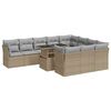 vidaXL 11-delige Tuinset met kussens poly rattan beige