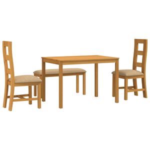 vidaXL Eetkamerset 4 st Beige Massief Eikenhout