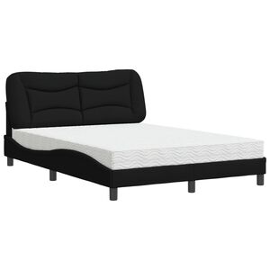vidaXL Bed met matras "Hvar" stof zwart 140x200 cm