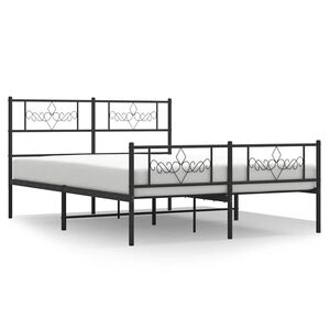 vidaXL Bedframe met hoofd- en voeteneinde metaal zwart 150x200 cm
