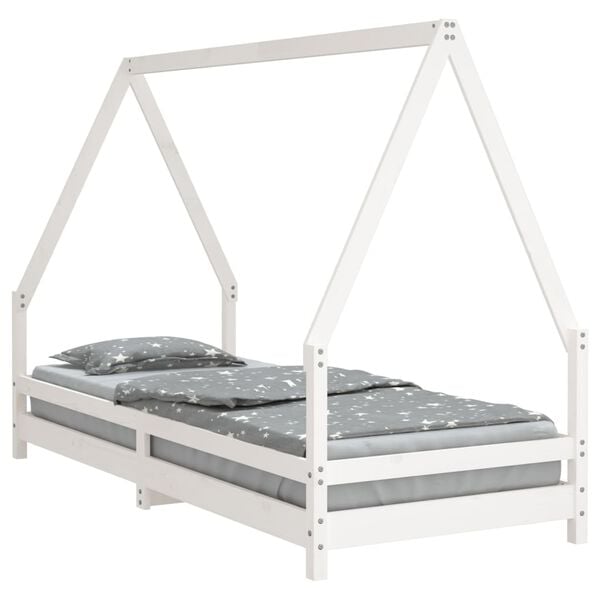 vidaXL Kinderbedframe 90x200 cm massief grenenhout wit