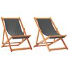 vidaXL Strandstoelen 2 st inklapbaar stof grijs
