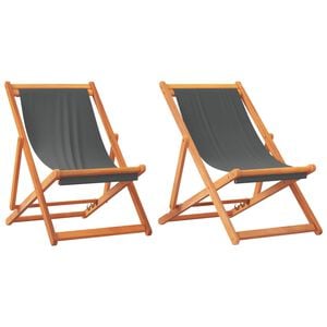 vidaXL Opklapbare stoelen, 2 stuks, grijze stof