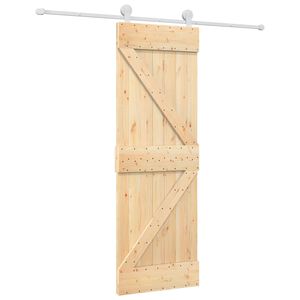 vidaXL Schuifdeur Natuurlijk en Wit 70 x 210 cm Massief Grenenhout