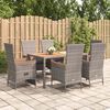 vidaXL 7-delige Tuinset met kussens poly rattan grijs