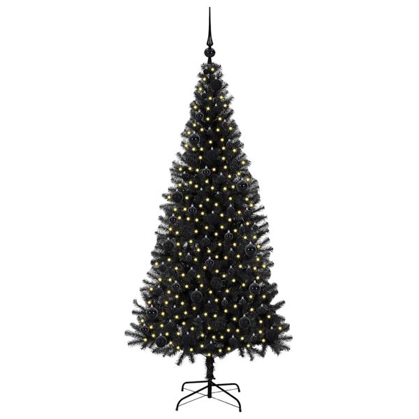 vidaXL Kerstboom met 300 LED met standaard Zwart 180 cm PVC