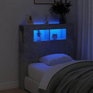 vidaXL Hoofdeinde met LED 100x18,5x103,5 cm bewerkt hout betongrijs
