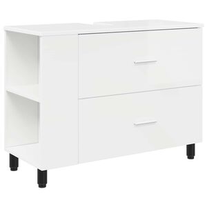 vidaXL Badkamer Waskom Hoogglans Wit 80 x 35 x 60 cm Bewerkt hout