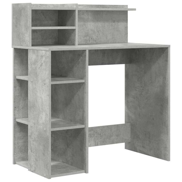 vidaXL Bureau met plank Beton Grijs 90 x 48 x 101,5 cm Bewerkt hout