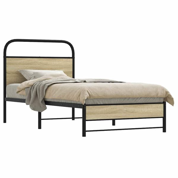 vidaXL Bedframe zonder matras bewerkt hout sonoma eikenkleur 80x200 cm