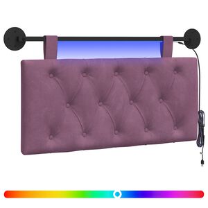 vidaXL Hangend hoofdbord Met LED-verlichting Paars Fluweel