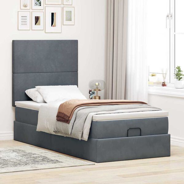 vidaXL Ottoman bed met matrassen en LED's 100x200cm fluweel