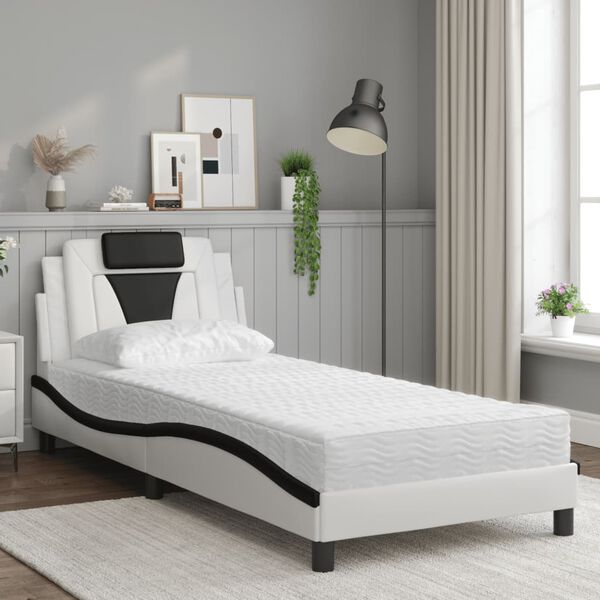 vidaXL Bed "Viana" met matras kunstleer zwart en wit 90x200 cm