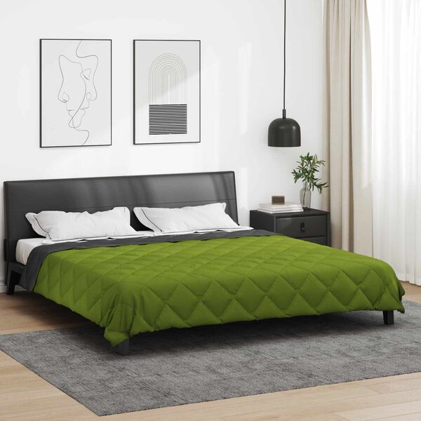 vidaXL Zomer Dekbed Groen en Antraciet 200 x 200 cm Microfiber