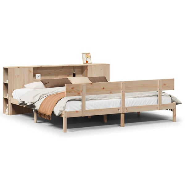 vidaXL Bed met boekenkast zonder matras massief grenenhout 180x200 cm