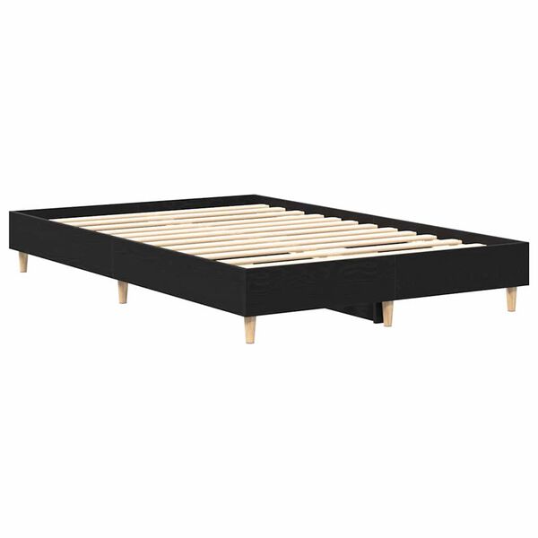 vidaXL Bedframe Zwart Eiken 193 x 143 x 25 cm Bewerkt hout