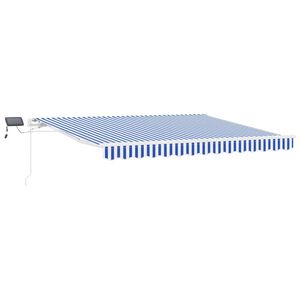 vidaXL Uitschuifbare luifel Blauw en Wit 350 x 250 cm