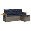 vidaXL 4-delige Loungeset met kussens poly rattan grijs