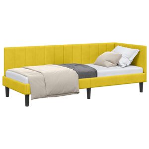 vidaXL Hoekbedframe Geel 80 x 200 cm fluweel