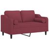 vidaXL Tweezitsbank met sierkussens 120 cm stof wijnrood