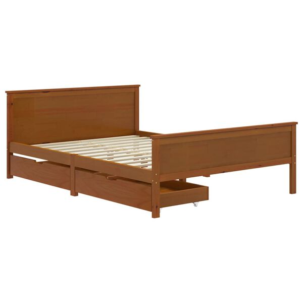 vidaXL Bedframe met 2 lades massief grenenhout honingbruin 140x200 cm