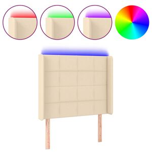 vidaXL Hoofdbord LED 83x16x118/128 cm stof cr&egrave;mekleurig