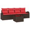 vidaXL Tuin Sofa Set 5 st 4-Aantal zitplaatsen Beige en Rood