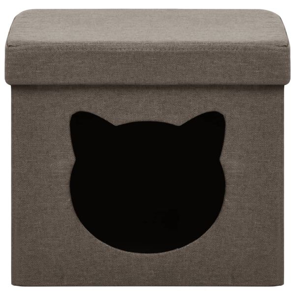 vidaXL Opbergkruk met kattenpatroon inklapbaar stof bruin