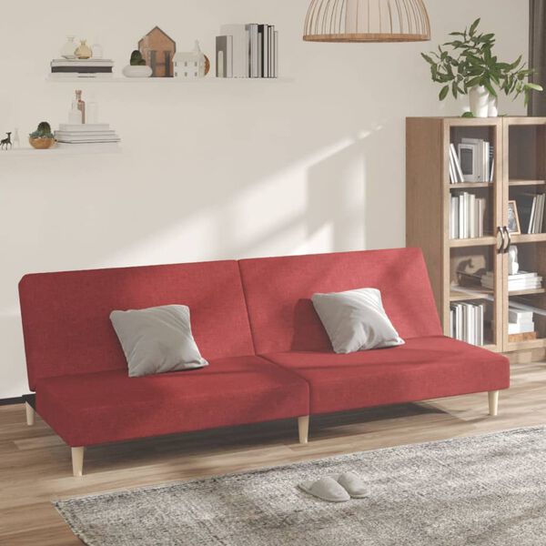 vidaXL Ligbed 2-zits stof wijnrood