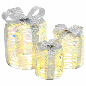 vidaXL Cadeau Doos Decoratie 3 pcs Warmwit 20 x 20 x 20 cm PET