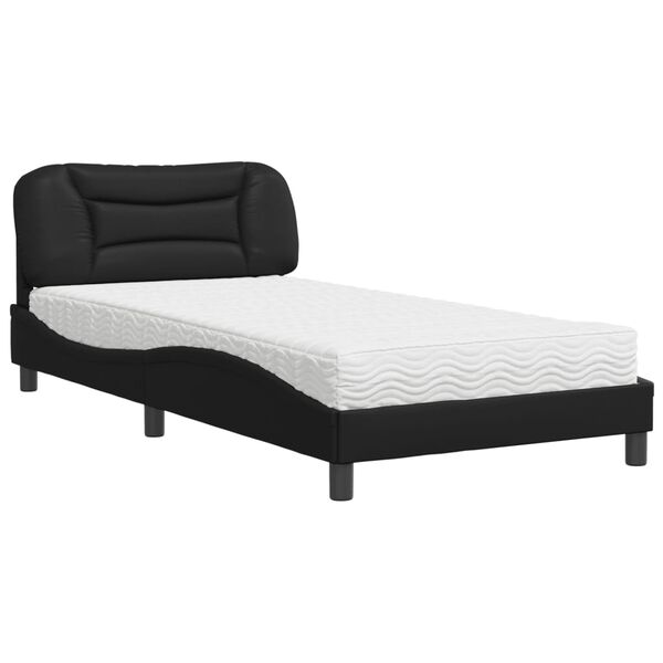 vidaXL Bed met matras "Hvar" kunstleer zwart 100x200 cm