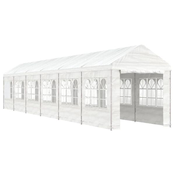 vidaXL Prieel met dak 13,38x2,28x2,69 m polyetheen wit