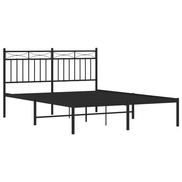 vidaXL Bedframe met hoofdbord metaal zwart 135x190 cm