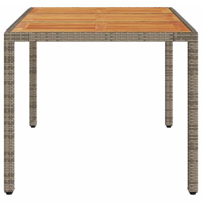 vidaXL Tuintafel 150x90x75 cm acaciahout en poly rattan grijs