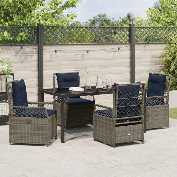 vidaXL Tuin Eetset 5 pcs Grijs poly rattan