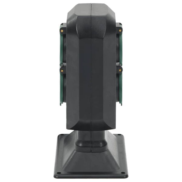vidaXL Tuinstopcontact en grondpin 4-wegs 15,5x11x24 cm zwart en groen