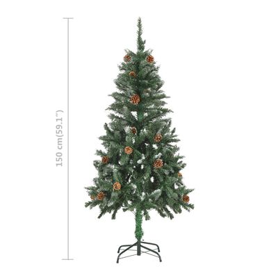 vidaXL Kunstkerstboom met verlichting kerstballen dennenappels 150 cm