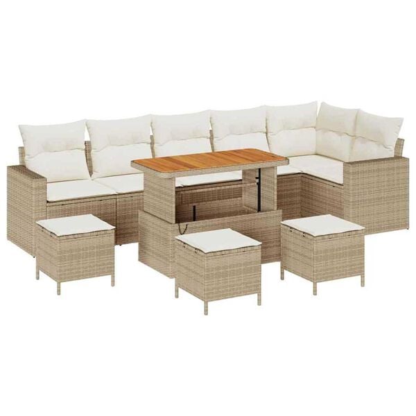 vidaXL Tuinbankenset met kussen 12 pcs Beige en Cr&egrave;me poly rattan