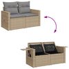vidaXL 4-delige Loungeset met kussens poly rattan beige
