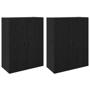 vidaXL Wandkast 2 pcs Zwart Eiken 69,5 x 34 x 90 cm Bewerkt hout