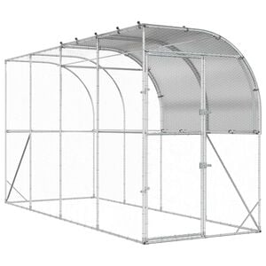 vidaXL Kippenhok Tegen de Muur zilver 400 x 100 x 215 cm