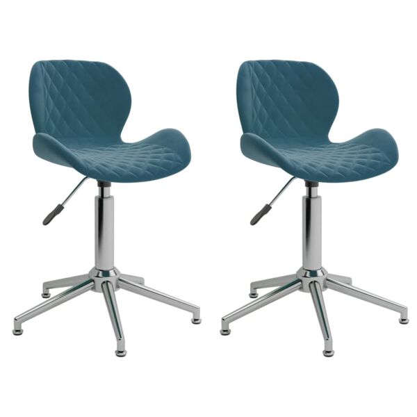 vidaXL Eetkamerstoelen draaibaar 2 st fluweel blauw